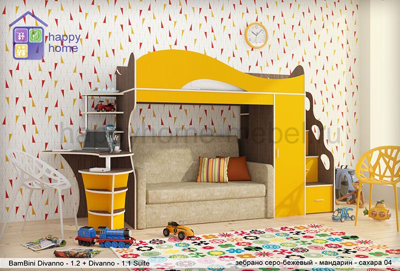 Двухъярусная кровать с диваном BamBini Divanno 1 Simple