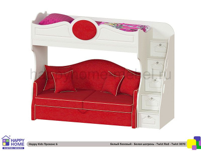 КРОВАТЬ - ЧЕРДАК С ДИВАНОМ HAPPY KIDS ПРОВАНС 6