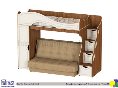 ДВУХЪЯРУСНАЯ КРОВАТЬ С ДИВАНОМ BAMBINI DIVANNO 28 MDF TEMPO