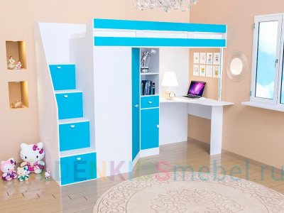 КРОВАТЬ-ЧЕРДАК GOLDEN KIDS 6 (СО ШКАФОМ И РАБОЧИМ МЕСТОМ)