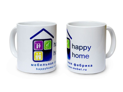 ФИРМЕННАЯ КРУЖКА HAPPY HOME, БЕЛАЯ