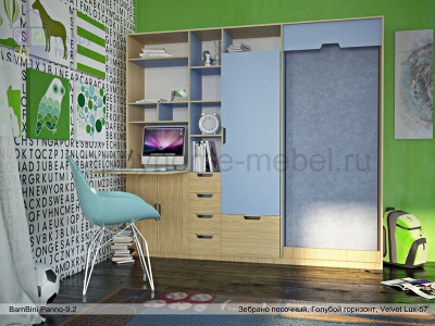 ШКАФ-СТЕЛЛАЖ BAMBINI PANNO 9.2 (С РАБОЧИМ МЕСТОМ И ОТКИДНОЙ КРОВАТЬЮ)