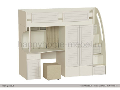 КРОВАТЬ - ЧЕРДАК С РАБОЧЕЙ ЗОНОЙ МОЯ КРОВАТЬ - 1 (С ПУФОМ)