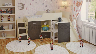 КРОВАТЬ-ЧЕРДАК BAMBINI 13 + ЛЕСТНИЦА 13.1 + ГОРКА 13.2