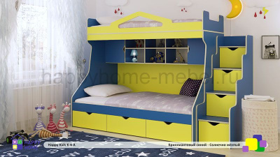 ДВУХЪЯРУСНАЯ КРОВАТЬ HAPPY KIDS K-6А SIDE-3 190
