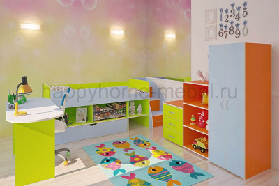 КРОВАТЬ-ЧЕРДАК BAMBINI 17 + ЛЕСТНИЦА 13.1 + СТОЛ 17.1 + КОМОД 17.2 + СТЕЛЛАЖ 17.3 + ШКАФ 17.4