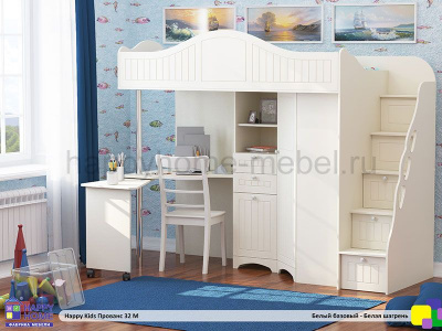 КРОВАТЬ - ЧЕРДАК С РАБОЧЕЙ ЗОНОЙ HAPPY KIDS ПРОВАНС 32М
