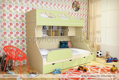 ДВУХЪЯРУСНАЯ КРОВАТЬ HAPPY KIDS K-6А SIDE-3 190