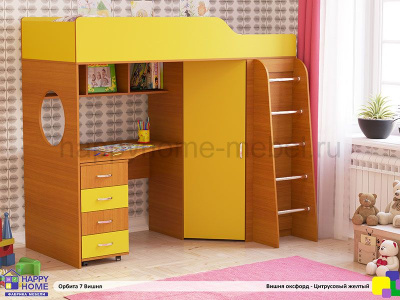 КРОВАТЬ-ЧЕРДАК ОРБИТА 7 (КОРПУС - ВИШНЯ ОКСФОРД)