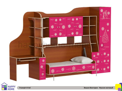 ДЕТСКАЯ СТЕНКА С ОТКИДНОЙ КРОВАТЬЮ ТРИУМФ - 4 (ПОЛНАЯ КОМПЛЕКТАЦИЯ, ФАСАДЫ МДФ)