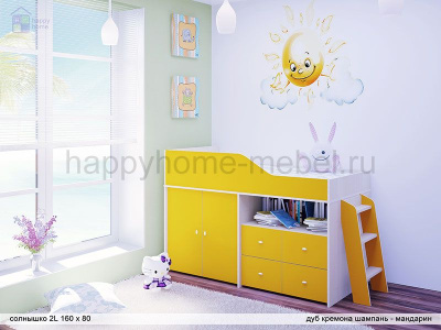 КРОВАТЬ-ЧЕРДАК РАДУГА СОЛНЫШКО 1L
