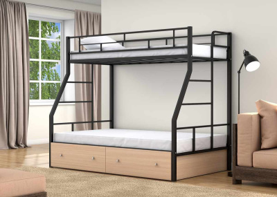 ДВУХЪЯРУСНАЯ МЕТАЛЛИЧЕСКАЯ КРОВАТЬ РАУТА ТВИСТ С ЯЩИКАМИ