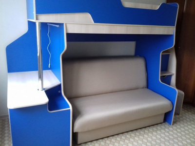 Двухъярусная кровать-чердак с диваном Happy kids Space A