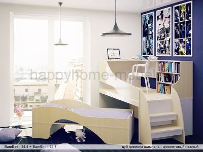 ПОДИУМНЫЙ КОМПЛЕКС BAMBINI 34.4 + КРОВАТЬ BAMBINI 34.7