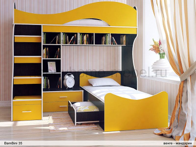УГЛОВАЯ ДВУХЪЯРУСНАЯ КРОВАТЬ BAMBINI 35