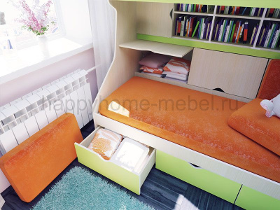 ДВУХЪЯРУСНАЯ КРОВАТЬ С ДИВАНОМ HAPPY KIDS SOFT - 1L