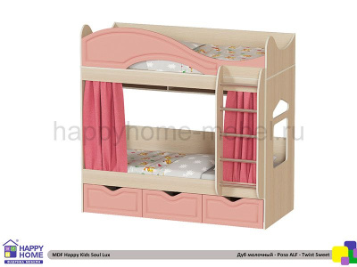 ДВУХЪЯРУСНАЯ КРОВАТЬ HAPPY KIDS SOUL LUX МДФ 160Х70 СМ