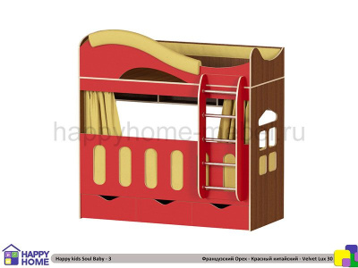 ДВУХЪЯРУСНАЯ КРОВАТЬ HAPPY KIDS SOUL BABY-3 170Х80