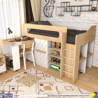 Низкая кровать-чердак Goffo 8 МДФ 180