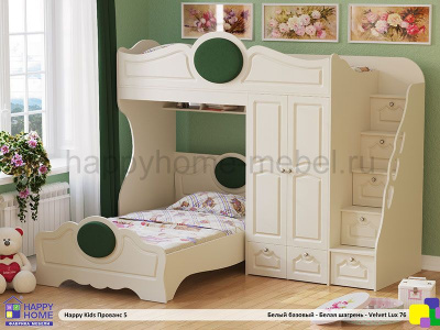 УГЛОВАЯ ДВУХЪЯРУСНАЯ КРОВАТЬ HAPPY KIDS ПРОВАНС 5