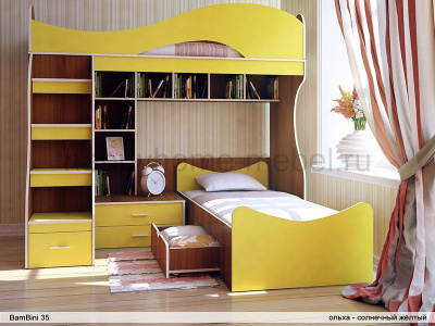 УГЛОВАЯ ДВУХЪЯРУСНАЯ КРОВАТЬ BAMBINI 35