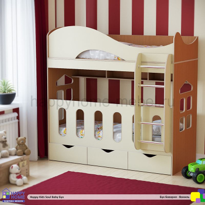 ДВУХЪЯРУСНАЯ КРОВАТЬ HAPPY KIDS SOUL BABY 160Х70 (КОРПУС - БУК БАВАРИЯ 1511)