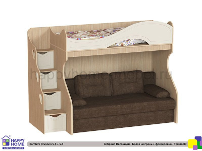 ДВУХЪЯРУСНАЯ КРОВАТЬ С ДИВАНОМ BAMBINI DIVANNO 5 MDF TEMPO
