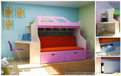 ДВУХЪЯРУСНАЯ КРОВАТЬ С ДИВАНОМ HAPPY KIDS SOFT - 5