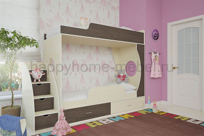 ДВУХЪЯРУСНАЯ КРОВАТЬ ОРБИТА 2 + ЛЕСТНИЦА + ОГРАНИЧИТЕЛЬ