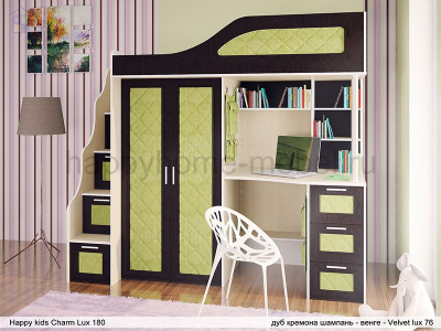 КРОВАТЬ-ЧЕРДАК HAPPY KIDS CHARM LUX  180Х80