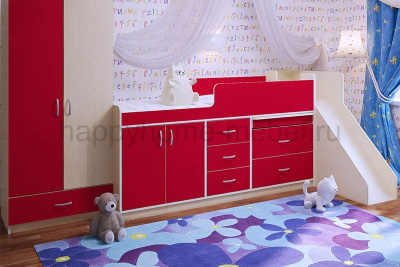 КРОВАТЬ-ЧЕРДАК BAMBINI 14 + ГОРКА 13.2 + ШКАФ BS2