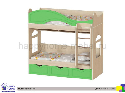 ДВУХЪЯРУСНАЯ КРОВАТЬ HAPPY KIDS SOUL МДФ 180Х80 СМ