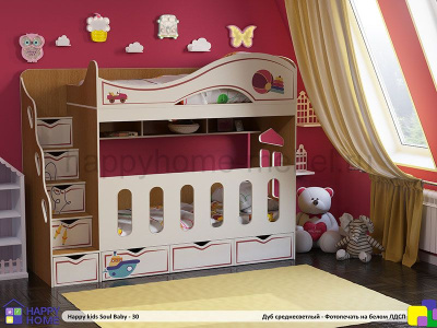 ДВУХЪЯРУСНАЯ КРОВАТЬ HAPPY KIDS SOUL BABY-30 170Х80