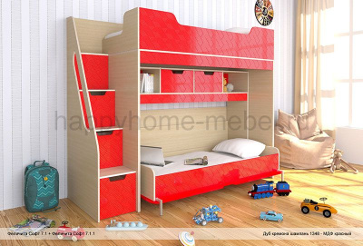 КРОВАТЬ - ЧЕРДАК ТРАНСФОРМЕР В ДВУХЪЯРУСНУЮ FELICITA SOFT 7 STANDARD