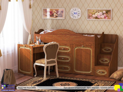 Низкая кровать-чердак Happy kids Bravo M35