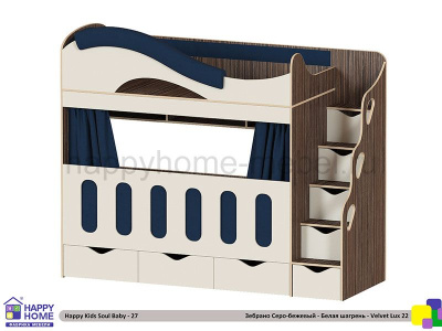ДВУХЪЯРУСНАЯ КРОВАТЬ С БОРТИКАМИ HAPPY KIDS SOUL BABY-27 МДФ 170Х80