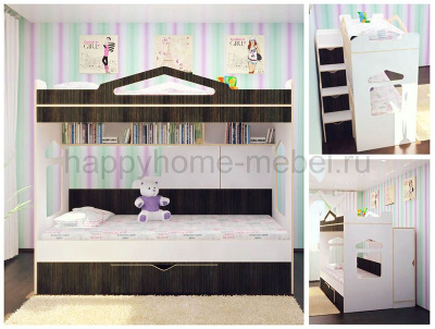 ДВУХЪЯРУСНАЯ КРОВАТЬ HAPPY KIDS K-5S