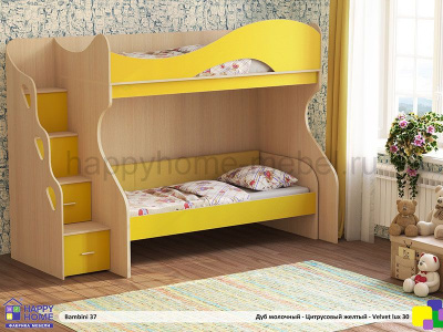 ДВУХЪЯРУСНАЯ КРОВАТЬ BAMBINI 37 С ВЫДВИЖНЫМ НЕЗАВИСИМЫМ НИЖНИМ ЯРУСОМ