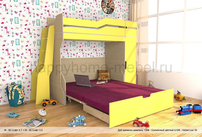 КРОВАТЬ-ЧЕРДАК С ДИВАНОМ М-85 СОФТ 3