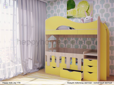 ДВУХЪЯРУСНАЯ КРОВАТЬ HAPPY KIDS JOY 170Х80 СМ