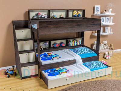 ДВУХЪЯРУСНАЯ КРОВАТЬ GOLDEN KIDS 10.1 (ТРИ СПАЛЬНЫХ МЕСТА)