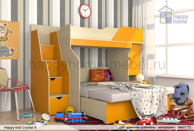 Двухъярусная кровать-чердак с диваном Happy kids Crystal A