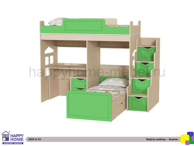 ДВУХЪЯРУСНАЯ КРОВАТЬ HAPPY KIDS K-7A МДФ