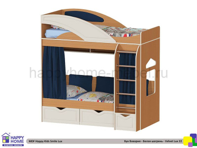 ДВУХЪЯРУСНАЯ КРОВАТЬ HAPPY KIDS SMILE LUX МДФ 160Х70 СМ