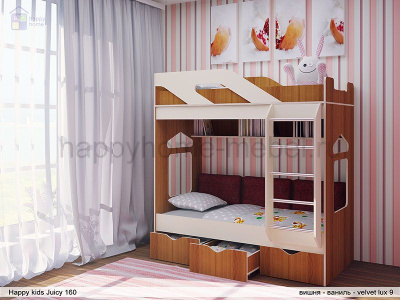 ДВУХЪЯРУСНАЯ КРОВАТЬ HAPPY KIDS JUICY (ДЖУСИ) 160Х70 СМ