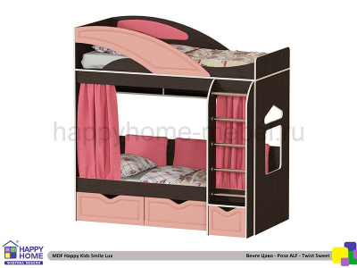 ДВУХЪЯРУСНАЯ КРОВАТЬ HAPPY KIDS SMILE LUX МДФ 170Х80 СМ