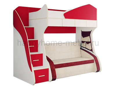 Кровать-чердак с диваном Happy kids Evo Lux 160