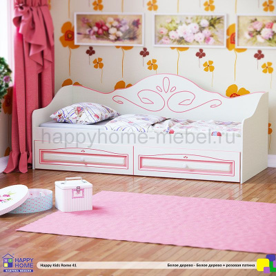 КРОВАТЬ С ВЫДВИЖНЫМ ВТОРЫМ СПАЛЬНЫМ МЕСТОМ HAPPY KIDS ROME 41