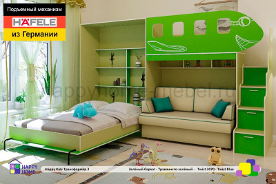 ТРАНСФОРМЕР -3: ШКАФ-КРОВАТЬ 200X140 И ДВУХЪЯРУСНАЯ КРОВАТЬ С ДИВАНОМ ВНИЗУ