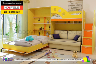 ШКАФ-КРОВАТЬ И ДВУХЪЯРУСНАЯ КРОВАТЬ С ДИВАНОМ ВНИЗУ ТРАНСФОРМЕР 3.1